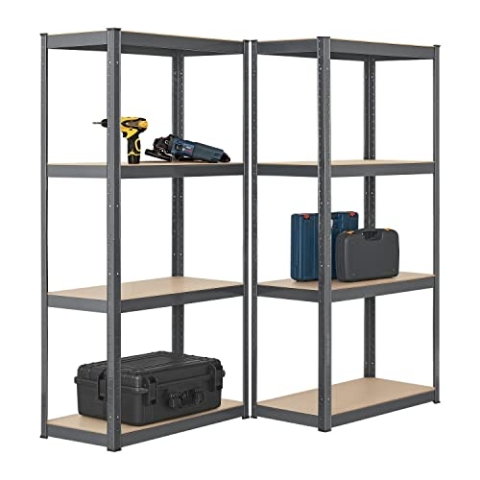 Juskys 2er-Set Lagerregal Easy 2X 160x80x40cm (HxBxT) - 640kg Traglast - 8 Böden - Metall Schwerlastregal Kellerregal Steckregal Regal Regalsystem Metallregal Grau