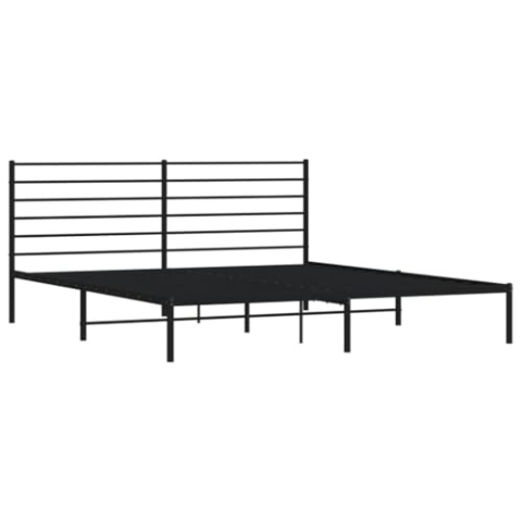 vidaXL Bettgestell, Bettrahmen mit Kopfteil Lattenrost, Metallbett Bett für Schlafzimmer, Doppelbett Gästebett, Metall Schwarz 180x200cm