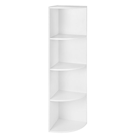 VASAGLE Eckregal mit 4 Ebenen, freistehende Aufbewahrungsregale, Bücherregal aus Holz, für Küche, Schlafzimmer, Wohnzimmer, Büro, Weiß LBC42WT