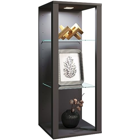 VCM Glasvitrine hängend | Vitrine Glas mit ESG-Sicherheitsglas | Maße ca. H. 90 x B. 35 x T. 35 cm | Hängevitrine Glas | Modern und platzsparend | Glas Vitrinenschrank - Glasol MW Anthrazit