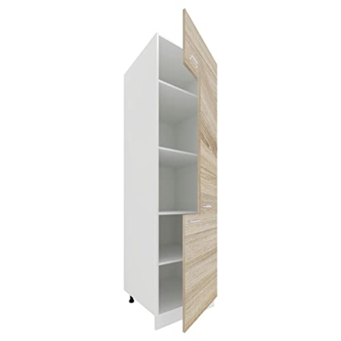 VCM Küchenschrank | Maße ca. H. 207 x B. 60 x T. 57 cm | Hochschrank | Küchenmöbel - Esilo Weiß/Sonoma-Eiche