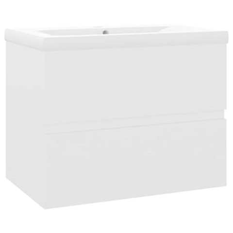 vidaXL Waschbeckenunterschrank mit Einbaubecken Unterschrank Badezimmerschrank Badschrank Waschtisch Badmöbel Hängeschrank Weiß Holzwerkstoff