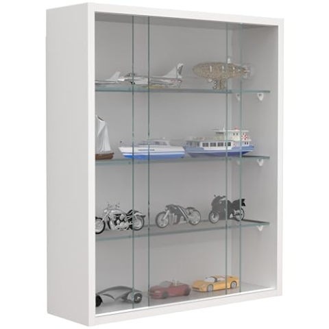 VCM Glasvitrine hängend | Vitrine Glas mit ESG-Sicherheitsglas | Maße ca. H. 60 x B. 50 x T. 15 cm | Hängevitrine Glas | Modern und platzsparend | Glas Vitrinenschrank - Drivalo M