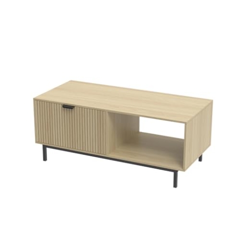 Vicco Couchtisch Lennox, Wohnzimmertisch mit Schublade, Eiche, 110 x 50 cm
