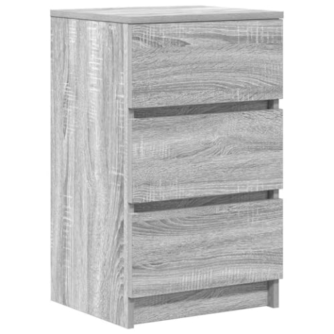 vidaXL Nachttisch mit 3 Schubladen Grau Sonoma 39x35x65 cm, Nachtschrank, Nachtkommode, Betttisch, Nachtkonsole, Bettschrank