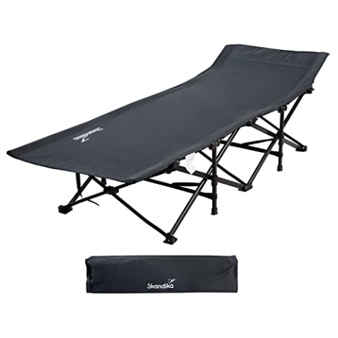 Skandika Erola Campingliege | Bequemes Klappbett, stabile Konstruktion, bis 150 kg, große Liegefläche, 190 x 68 cm, faltbar, Seitentasche | Campingbett für Camping, Zelten