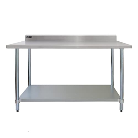 Gastronomie Edelstahltisch Arbeitstisch 120cm Küchentisch Zerlegetisch Edelstahl Lebensmittel Zubereitungstisch Restaurant Küche Aufbewahrungs Ablage 250kg Tragkraft 10cm Rückwand 2 x Mikrofasertücher