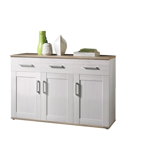 Stella Trading Sideboard in Sibiu Lärche / Eiche San Remo Optik - Landhausstil Kommode mit viel Stauraum für Ihr Wohnzimmer - 140 x 88 x 46 cm (B/H/T)