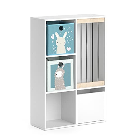 Vicco Kinderregal Luigi, Spielzeugregal für Faltboxen, Weiß, 72 x 107.8 cm mit 2 Faltboxen Opt.6