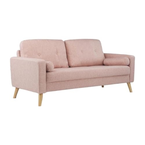 Vente-unique - 3-Sitzer-Sofa, Stoff, mit Schlaufen, Tatum-Effekt, Rosa