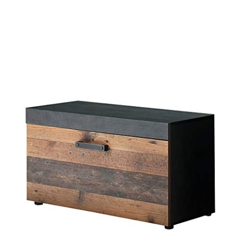 trendteam smart living - Indy - Sitzbank - Graphit Grau/Alteiche - Garderobensitzbank mit 1 Klappe und 2 Einlegeböden - (BxHxT) 80 x 45 x 37 cm - rustikales Design