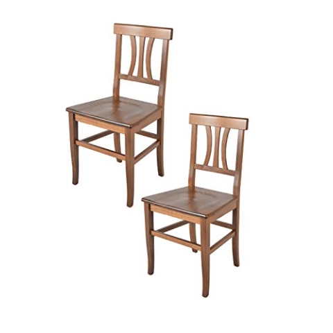t m c s Tommychairs - 2er Set Stühle Artemisia für Küche und Esszimmer, Robuste Struktur aus lackiertem Buchenholz in der Farbe Nussbraun und Sitzfläche aus Holz