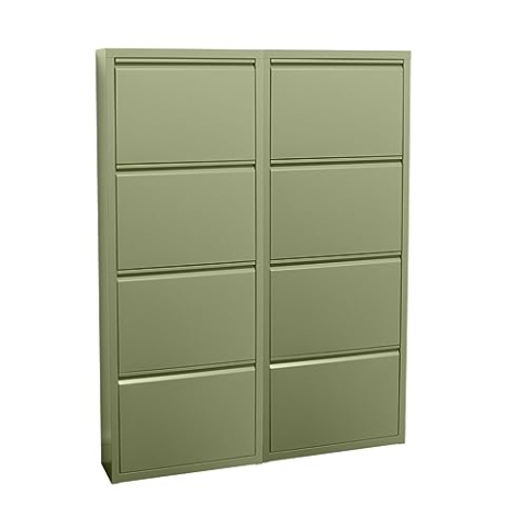 ebuy24 Pisa Schuhschrank mit Klappen/Türen in Metall grün (100x140x16 cm)