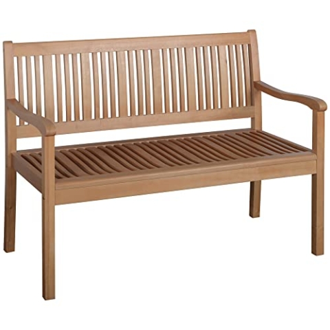 Outsunny Gartenbank 2-Sitzer Sitzbank aus Holz Parkbank bis 200 kg Bank Terrassenbank mit Rückenlehnen Gartenmöbel Pappelholz Gelb 126,8 x 62 x 91,3 cm