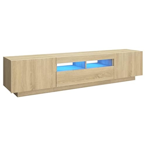 vidaXL TV Schrank mit LED-Leuchten Lowboard Sideboard Fernsehschrank Fernsehtisch TV Möbel Tisch Board HiFi-Schrank Sonoma-Eiche 180x35x40cm