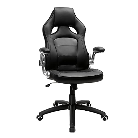 SONGMICS Racing Stuhl Bürostuhl Gaming Stuhl Chefsessel Drehstuhl PU, schwarz, OBG62B