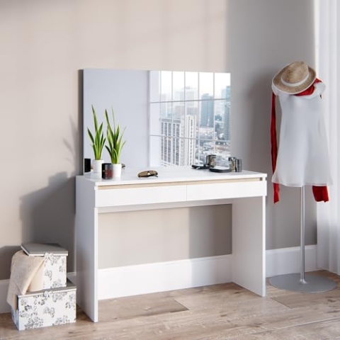 Vicco Schminktisch Emma, Kosmetiktisch, Weiß/Sonoma, 120 cm ohne Spiegel