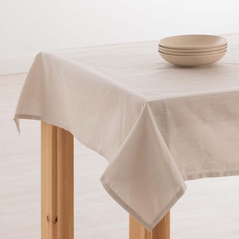 Belum | Fleckenabweisende Tischdecke, 100% Leinen, hellgrau, 350 x 150 cm, rechteckig, aus Harz, wasserdichte Tischdecke in verschiedenen Größen, Leinen-Tischdecken für den Innen- und Außenbereich