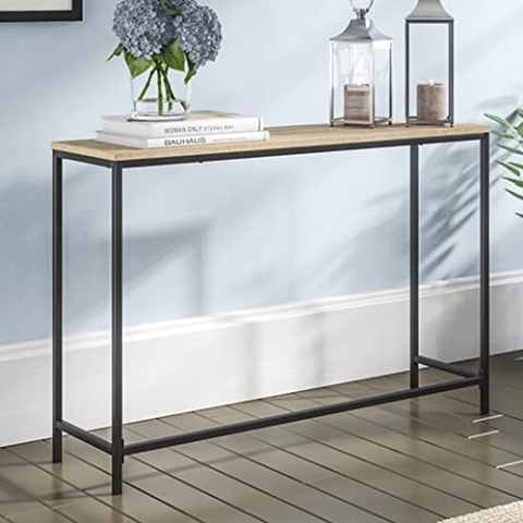 [en.casa] Konsolentisch Kronoby Sideboard 80 x 100 x 30 cm Flurtisch Beistelltisch Büro Wohnzimmer Industrial Schwarz/Holzoptik