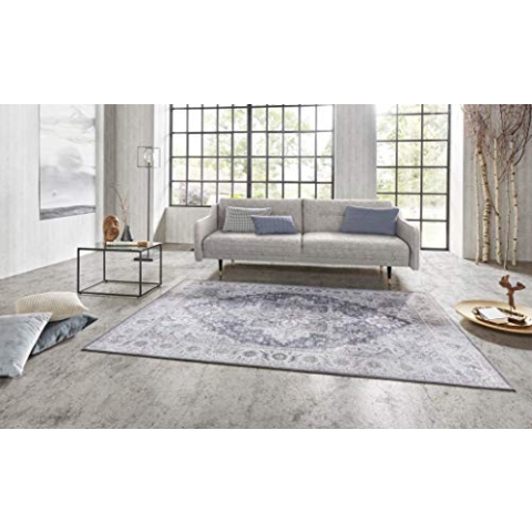 Nouristan Asmar Teppich – Wohnzimmerteppich Orient-Touch Detailiertes Muster Florales Kurflor Flachgewebe Teppich für Esszimmer, Wohnzimmer, Schlafzimmer – Malvenrosa, 200x290cm