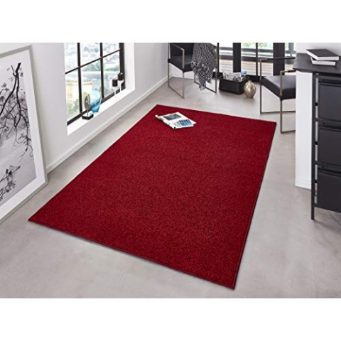 Hanse Home Pure Teppich – Wohnzimmerteppich dichter Kurzflor Robust Schlafzimmerteppich einfarbig Modern für Esszimmer, Wohnzimmer, Kinderzimmer, Flur, Schlafzimmer, Küche – Rot, 140x200cm
