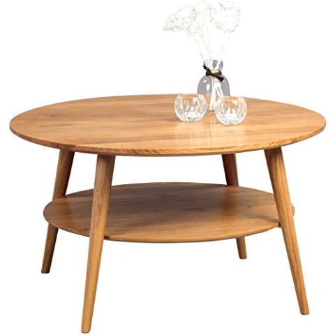M2 Kollektion 247222 Couchtisch Stella, rund, Echtholz Wildeiche massiv geölt, Durchmesser 80cm, Höhe 45cm