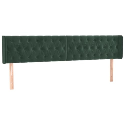 vidaXL Kopfteil mit Ohren Polsterkopfteil Betthaupt Bettkopfteil für Bett Bettgestell Bettzubehör Schlafzimmer Dunkelgrün 183x16x78/88cm Samt