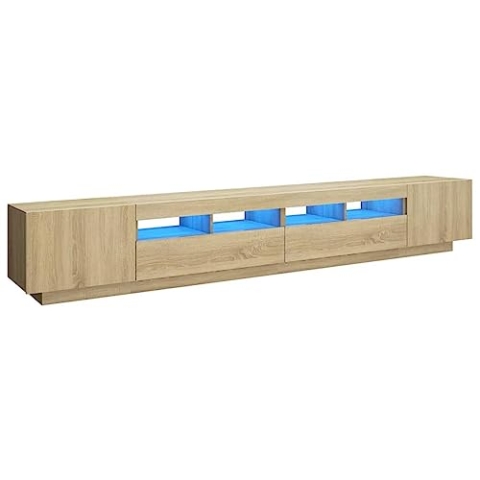 vidaXL TV Schrank mit LED-Leuchten Lowboard Sideboard Fernsehschrank Fernsehtisch TV Möbel Tisch Board HiFi-Schrank Sonoma-Eiche 260x35x40cm