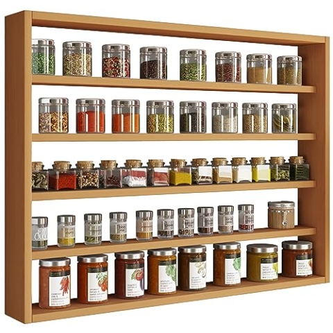 VCM Holz Wandregal Wandboard Küche Gewürze Küche Sammler Vitrine Esaldi L Buche