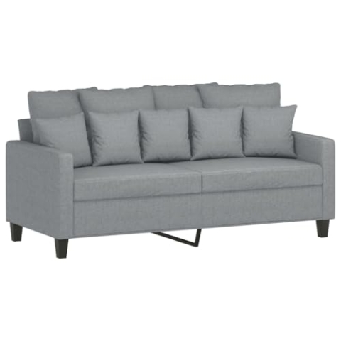 vidaXL Sofa 2-Sitzer, Loungesofa Couch mit Armlehnen Rückenkissen, Wohnzimmersofa Designsofa Metallgestell, Sitzmöbel Zweisitzer, Hellgrau Stoff