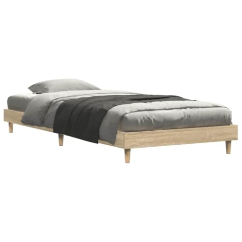 vidaXL Bettgestell, Bett Einzelbett für Schlafzimmer, Bettrahmen mit Lattenrost, Schlafzimmerbett Holzbeine, Sonoma-Eiche 100x200cm Holzwerkstoff