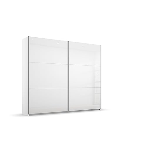 Rauch Möbel Aurelio Schrank Kleiderschrank Schwebetürenschrank, Hochglanz Weiß/Alpinweiß, 2-türig, inkl. 2 Kleiderstangen, 2 Einlegeböden BxHxT 218x210x59 cm