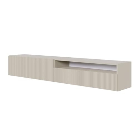 Selsey TV Schrank Board Sideboard Fernsehtisch Fernsehschrank 175 cm Hängend Mit Offenem Fach Gefräste Front Graubeige Veldio
