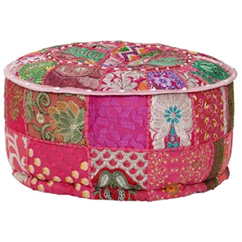 vidaXL Sitzpouf Handgefertigt Rosa Sitzhocker Sitzkissen Sitzpuff Hocker Pouf