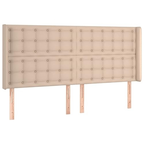 vidaXL Kopfteil mit Ohren Betthaupt Bettkopfteil Polsterkopfteil für Bettgestell Bett Schlafzimmer Bettzubehör Cappuccino-Braun 183x16x118/128cm Kunstleder