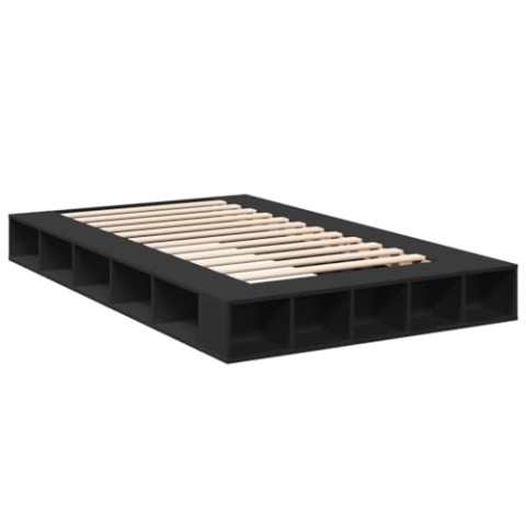 vidaXL Bettgestell, Bett mit Stauraum für Schlafzimmer, Bettrahmen mit Lattenrost, Schlafzimmerbett Doppelbett, Schwarz 120x200cm Holzwerkstoff