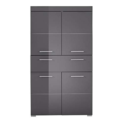 trendteam smart living - Hochschrank Schrank - Bad - Amanda - Aufbaumaß (BxHxT) 73 x 130 x 31 cm - Farbe Agave Grau Hochglanz - 139310721