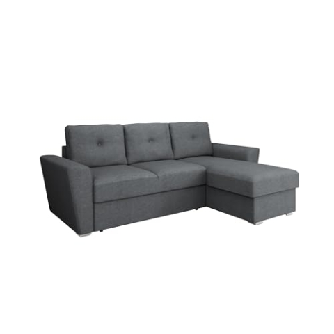 PANDA MÖBEL Ecksofa in L-Form Bellano - Links oder rechts montierbar, Graublau