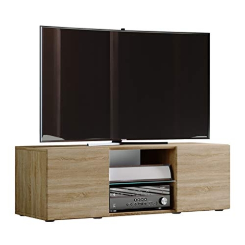 VCM TV Möbel | Lowboard | Fernsehschrank | Maße H. 40 x T. 36 cm | Fernseh Möbel - Lowina 115, Sonoma-Eiche