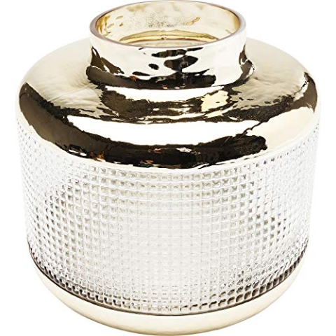 Kare Design LA Noble Vase, Gold, Klein, Rund Geformt, Blumenvase für Wohnzimmer und Esszimmer, Glas, 19x19.5x19.5cm (H/B/T)