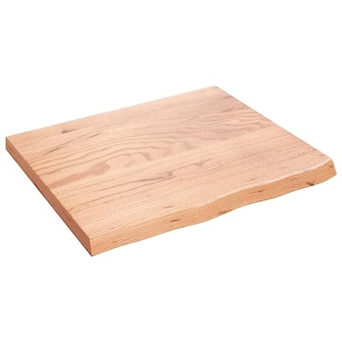 vidaXL Waschtischplatte, Multifunktional Arbeitsplatte mit Naturkante, Waschtischkonsole Tischplatte für Badezimmer, Holzplatte Platte, Hellbraun 60x50x(2-4) cm Massivholz Behandelt
