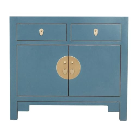 Fine Asianliving Chinesischer Schrank Arctic Blau Grau - Orientique Kollektion B90xT40xH80cm China Chinesischer Schrank Chinesischer Hochzeitsschrank Orientalische Möbel Asiatische