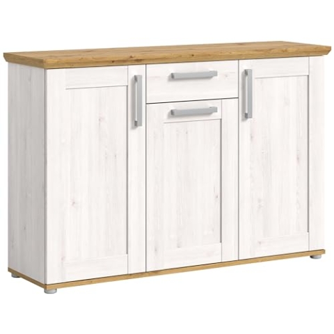 xonox.home Garderobe Verona Flurkommode Anrichte Stauraummöbel Kommode in Sibiu Lärche Nb. Absetzung Artisan Eiche Nb., ca. 137x92x39 cm