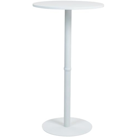 CLP Stehtisch Hereford rund I Metalltisch mit runder Tischplatte aus Holz I Standsicherer Bistrotisch, Farbe:weiß/weiß, Größe:60 cm