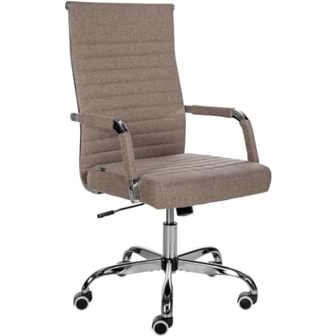 CLP Ergonomischer Bürostuhl Amadora I Höhenverstellbar, 360 Grad Drehstuhl I Kunstleder Oder Stoff Bezug I Langlebig, 120 kg Belastbar, Farbe:Taupe, Material:Stoff