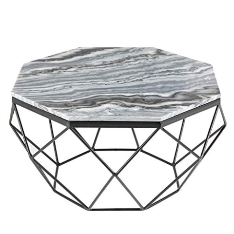Riess Ambiente Eleganter Couchtisch Diamond 70cm grau mit Marmorplatte Wohnzimmertisch Tisch