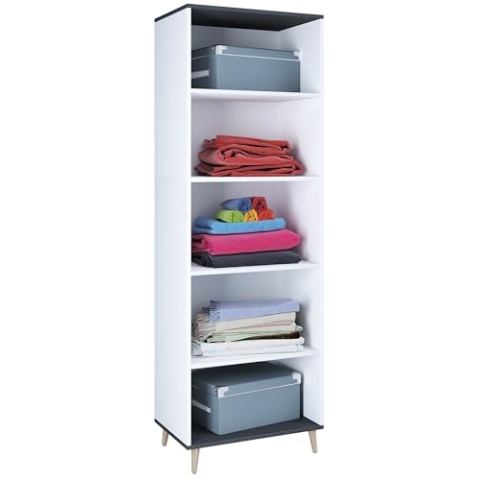 VCM Holz Regal | 5 Fächer | Maße: H. 240 x B. 70 x T. 39 cm | Schuhregal | Mehrzweckschrank | - Landos