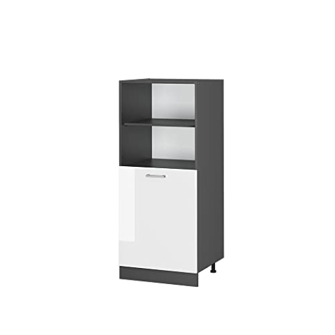 Vicco Herdumbauschrank R-Line, Herdschrank, Weiß Hochglanz/Anthrazit, 60 cm