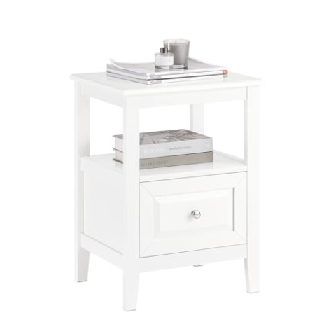 SoBuy Nachttisch Boxspringbett Beistelltisch schmal Sofatisch Telefontisch Nachtschrank Nachtkommode Weiß BHT ca. 45x60x35cm FBT131-W