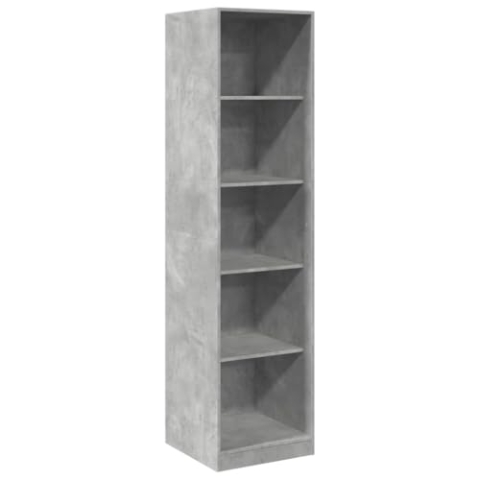 vidaXL Kleiderschrank, Garderobenschrank mit 5 Fächern, Kleiderregal Schrank für Schlafzimmer, Flurschrank Garderobe Dielenschrank, Betongrau Holzwerkstoff